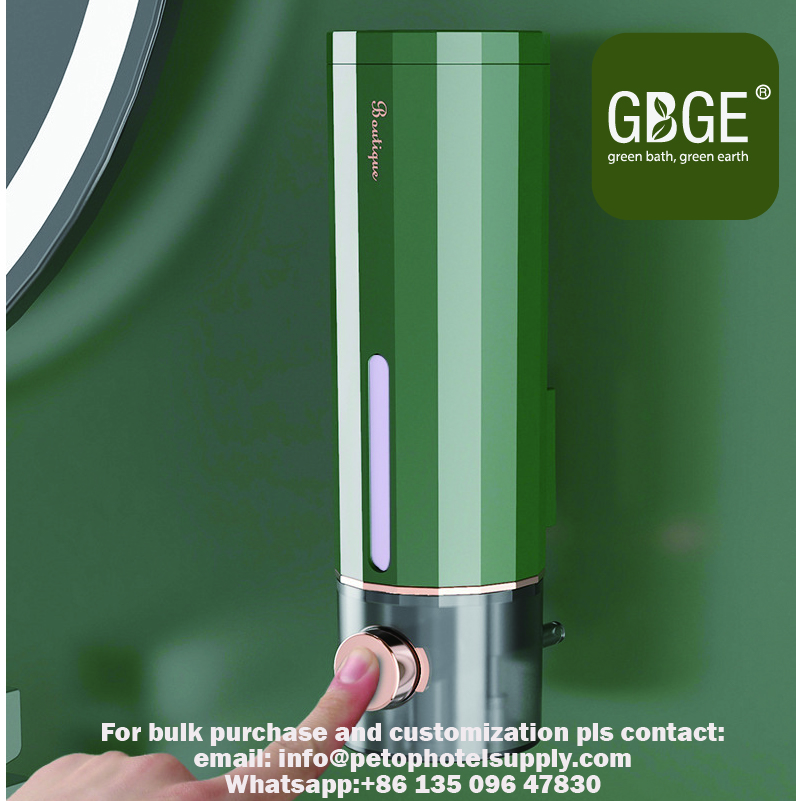 Wall Mounted Green Bathroom Soap Dispenser Push Type Liquid Soap Container | Petop Hotel Supply